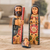 Estatuillas de madera, (juego de 3) - Juego de 3 estatuillas artesanales de madera de pino con detalles florales