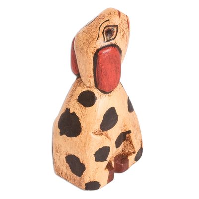 Wood statuette, 'Canine Talent' - Handcrafted Pinewood Dog Statuette with Painted Details