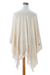 Natural cotton ruana, 'Ancestral Alabaster' - Ivory Cotton Ruana with Fringes Handloomed in Guatemala (image 2c) thumbail