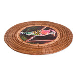 Pine needle and cedar wood wall accent, 'Rainbow Jay' - Hand-Painted Cedar Wood & Pine Needle Bird Wall Accent