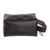 Leather cosmetic bag, 'Fancy Assist' - Handcrafted Black Leather Cosmetic Bag with Zipper Closure