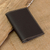 Leather card holder, 'Helpful Shadows' - Leather Card Holder in a Black Tone Handcrafted in Guatemala