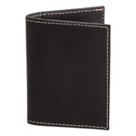 Leather card holder, 'Helpful Shadows' - Leather Card Holder in a Black Tone Handcrafted in Guatemala