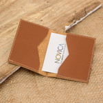 Leather card holder, 'Helpful Caresses' - Leather Card Holder in a Brown Tone Handcrafted in Guatemala