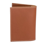 Leather card holder, 'Helpful Caresses' - Leather Card Holder in a Brown Tone Handcrafted in Guatemala