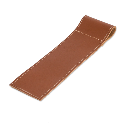 Marcador de cuero - Marcapáginas 100 % cuero hecho a mano en tono marrón