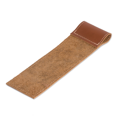 Marcador de cuero - Marcapáginas 100 % cuero hecho a mano en tono marrón