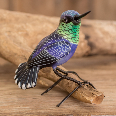 Keramikfigur - Bemalte Vogel-Keramikfigur, handgefertigt in Guatemala