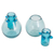Vasos de tequila de vidrio reciclado soplado, (par) - Vasos de chupito azul de vidrio reciclado soplado con recipiente para hielo