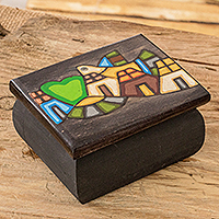 Deko-Box aus Holz, „Friedenstaube in Schwarz“ – Deko-Box aus Holz, handbemalt mit dem Motiv einer Friedenstaube