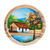 Wood decorative plate, 'Landscape of My Land' - Handcrafted Cedar Wood Decorative Plate with Classic Scene