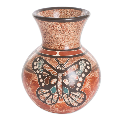 Butterfly and Hummingbird Chorotega Pottery Decorative Vase