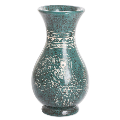 Ceramic decorative vase, 'Living Fauna' - Hand-Painted Chorotega Ceramic Toucan Decorative Vase