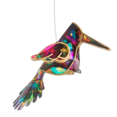 Recycled plastic mobile, 'Paradise Wings' - Handcrafted colourful Hummingbird Recycled Plastic Mobile