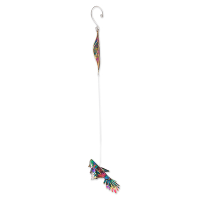 Recycled plastic mobile, 'Leafy Imagination' - Leafy and Bird-Themed Handcrafted Recycled Plastic Mobile