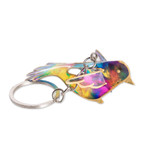 Recycled plastic key chain, 'Tropical Charm' - Hand-Painted Recycled Plastic Bird Key Chain from Costa Rica