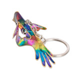 Recycled plastic key chain, 'Tropical Charm' - Hand-Painted Recycled Plastic Bird Key Chain from Costa Rica