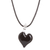 Art glass pendant necklace, 'Night Passion' - Adjustable Art Glass Necklace with Black Heart Pendant