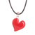 Art glass pendant necklace, 'Vibrant Passion' - Adjustable Art Glass Necklace with Red Heart Pendant