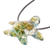 Art glass pendant necklace, 'Marine Aura' - Art Glass Sea Turtle Pendant Necklace with Waxed Cotton Cord (image 2c) thumbail