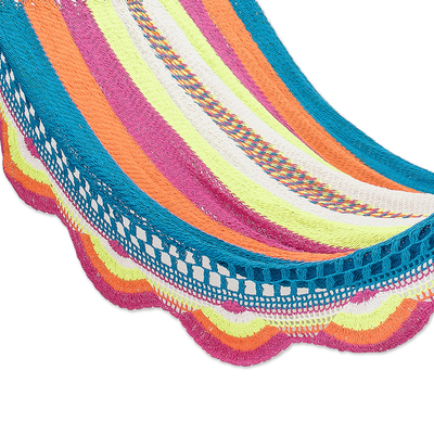 Cotton rope hammock, 'Tropical Dreams' (single) - Handcrafted Cotton Rope Hammock in Colorful Hues (Single)