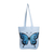 Hand-painted tote bag, 'Winter Wings' - Hand-Painted Butterfly-Themed Polyester Tote Bag in Blue