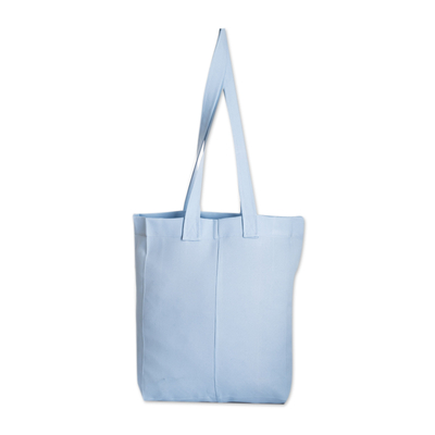 Hand-painted tote bag, 'Winter Wings' - Hand-Painted Butterfly-Themed Polyester Tote Bag in Blue