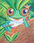 'Frog' - Signed Stretched Acrylic Naif Painting in a Vibrant Palette thumbail
