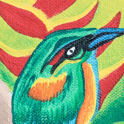 'Birds' - Pintura impresionista de la naturaleza en acrílico estirado firmada
