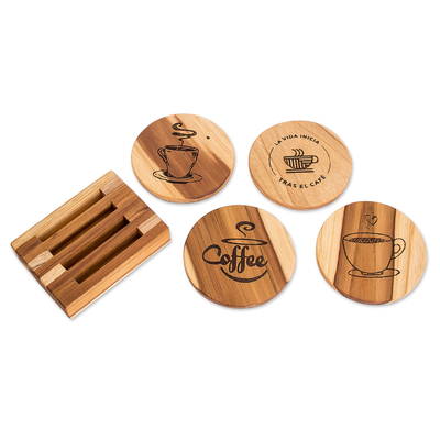 Teak Wood Coasters Drink Wooden Natural Vintage Handmade Holder Cup  CoffeeTea 6X