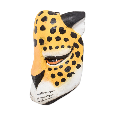 Máscara de madera, 'Jaguar's Majesty' - Máscara de jaguar de madera de balsa hecha a mano de Costa Rica