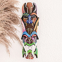 Máscara de madera - Máscara de madera de balsa Boruca hecha a mano de Costa Rica