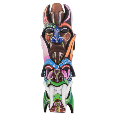 Wood mask, 'Boruca Generations' - Handcrafted Boruca Balsa Wood Mask from Costa Rica
