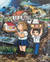 'Lanterns' - Signed Stretched Acrylic Naif Painting of Kids and School thumbail