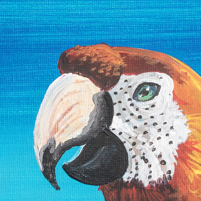 'Macaw' - Cuadro impresionista en acrílico estirado firmado en azul