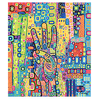 Print, 'Hand' - Multicolored Modern Stretched Sublimation Print of A Hand