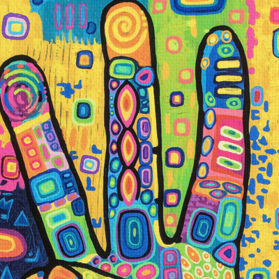 Print, 'Hand' - Multicoloured Modern Stretched Sublimation Print of A Hand