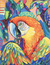 Print, 'Magical Macaw' - Modern Multicolored Stretched Sublimation Print of A Macaw