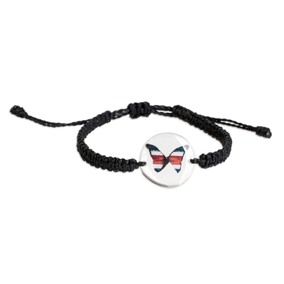 Resin macrame jewellery set, 'Tropical Hope' - Butterfly-Themed Resin Macrame jewellery Set in Black