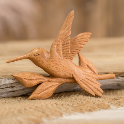 Wood magnet, Resting Hummingbird