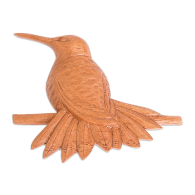 Wood magnet, 'Hummingbird' - Hand-Carved Cedar Wood Hummingbird Kitchen Magnet