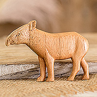 Wood magnet, 'Tapir' - Hand-Carved Cedar Wood Tapir Kitchen Magnet from Costa Rica