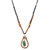 Halskette mit Anhänger aus Jade und Bambusperlen - Costa-ricanische handgefertigte Jade- und Bambusperlen-Anhänger-Halskette