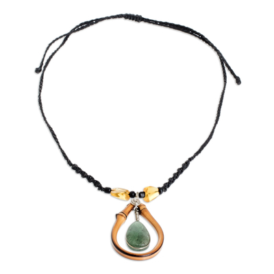 Jade and bamboo beaded pendant necklace, 'Natural Magnetism' - Jade and Bamboo Beaded Pendant Necklace from Costa Rica