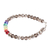 Crystal beaded wristband bracelet, 'Grey St. Benedict 7 Chakras' - Seven Chakras Themed Crystal Beaded Wristband Bracelet