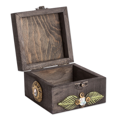 Caja de almacenamiento de bambú: esta caja de almacenamiento decorativa  está hecha de bambú natural y adornada con la flor de la vida y un acabado