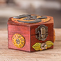 Caja decorativa de madera, 'Supreme Peace' - Caja decorativa de madera de pino hecha a mano con detalles en resina