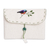 Cotton clutch, 'Gentle Feathers' - Handcrafted Embroidered Cotton Clutch with a Vibrant Bird