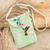 Cotton sling, 'Mint Paradise' - Embroidered Mint Cotton Sling with Bird and Floral Motifs thumbail