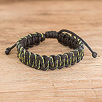 Handcrafted braided bracelet, 'Bohemian Adventure' - Handcrafted Braided Bracelet with Yellow and Green Threads